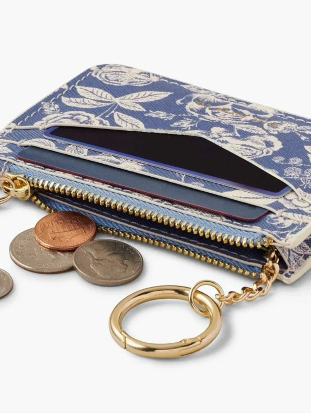 Rifle Paper Co. English Rose Card Case Key Ring Holder